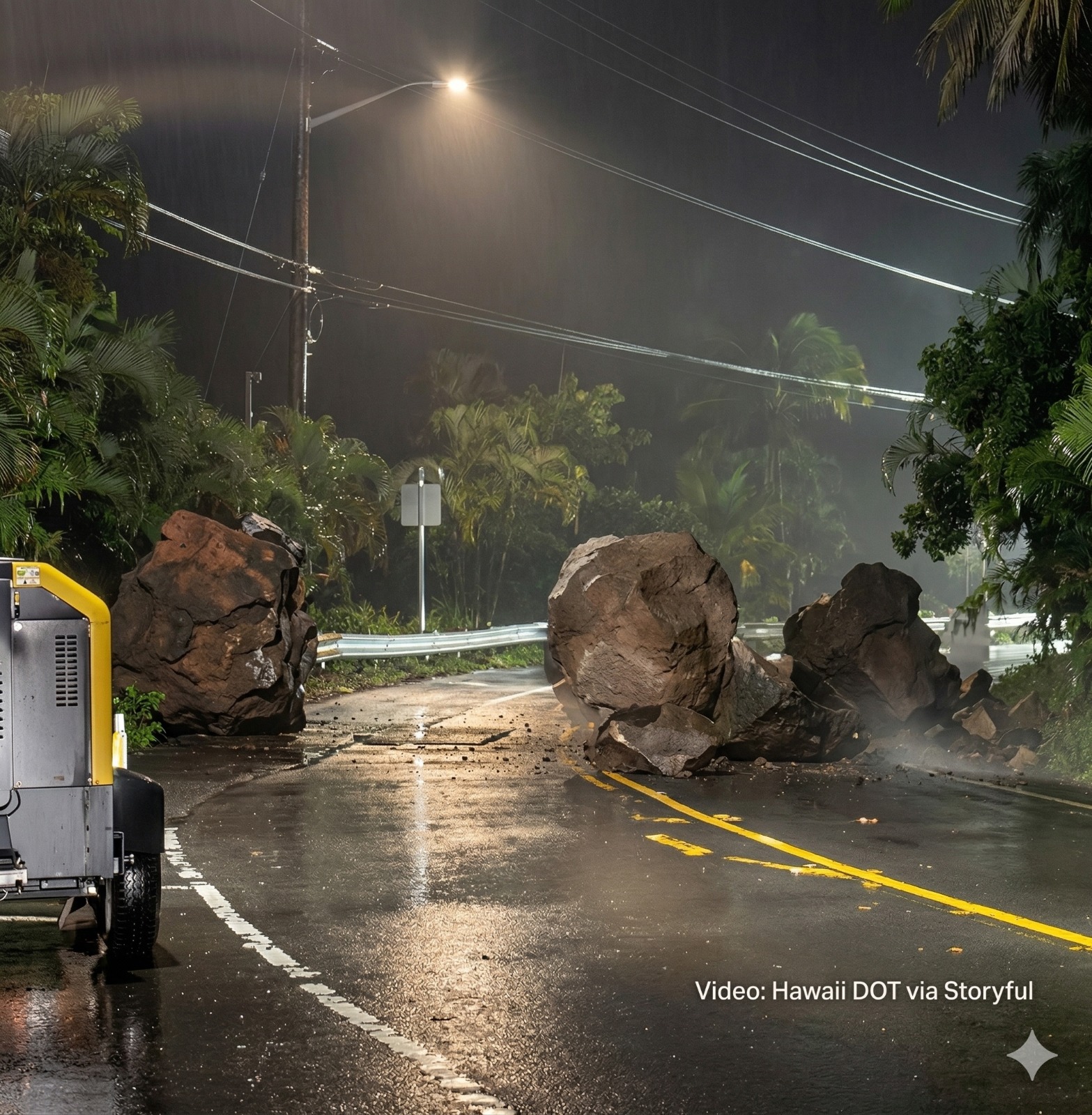 DESASTRE EN HAWÁI: Rocas gigantes sepultaron una de las autopistas más importantes y el tránsito es un caos
