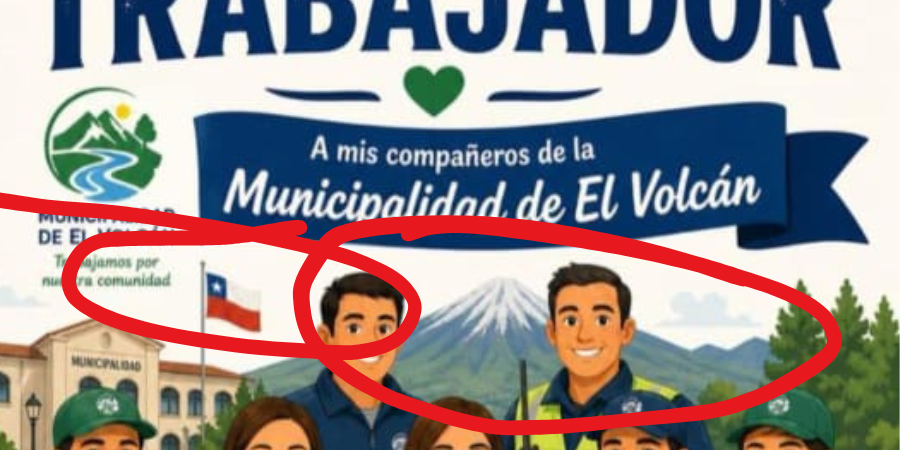 Papelón en El Volcán: el municipio publicó un saludo con una bandera de Chile y un volcán que no existe