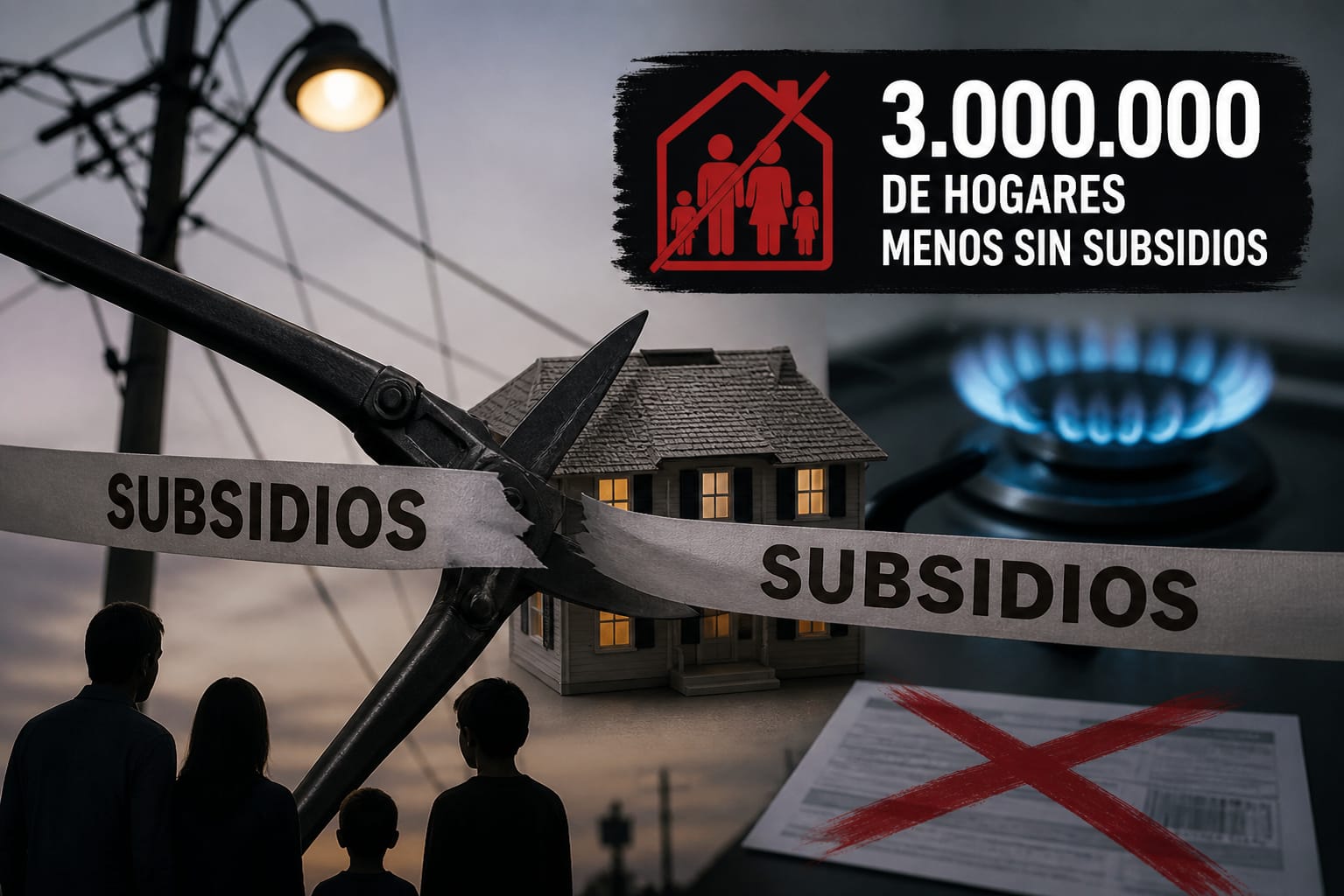 Recorte de subsidios energéticos: más de 3 millones de hogares afectados y fuerte ajuste del gasto público