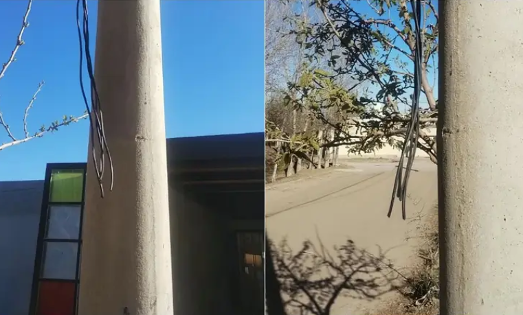 Alerta vecinal en el barrio El Faro 2: robaron cables y un poste quedó "echando chispas"